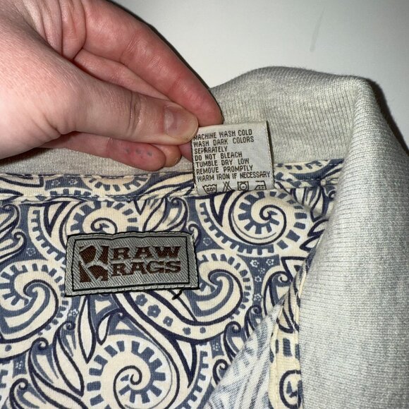 Raw‎ Rags Vintage Men's Short Sleeve Polo Blue Geometric Pattern Size XL - Picture 5 of 9